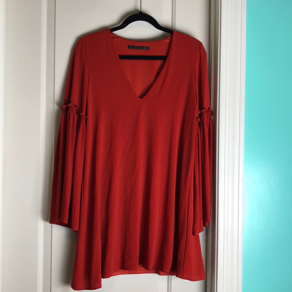 Zara flowy bell sleeve dress